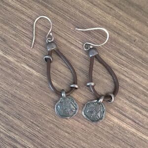 Silpada  Sterling Silver Leather Prarie Girl Dangle Earrings
